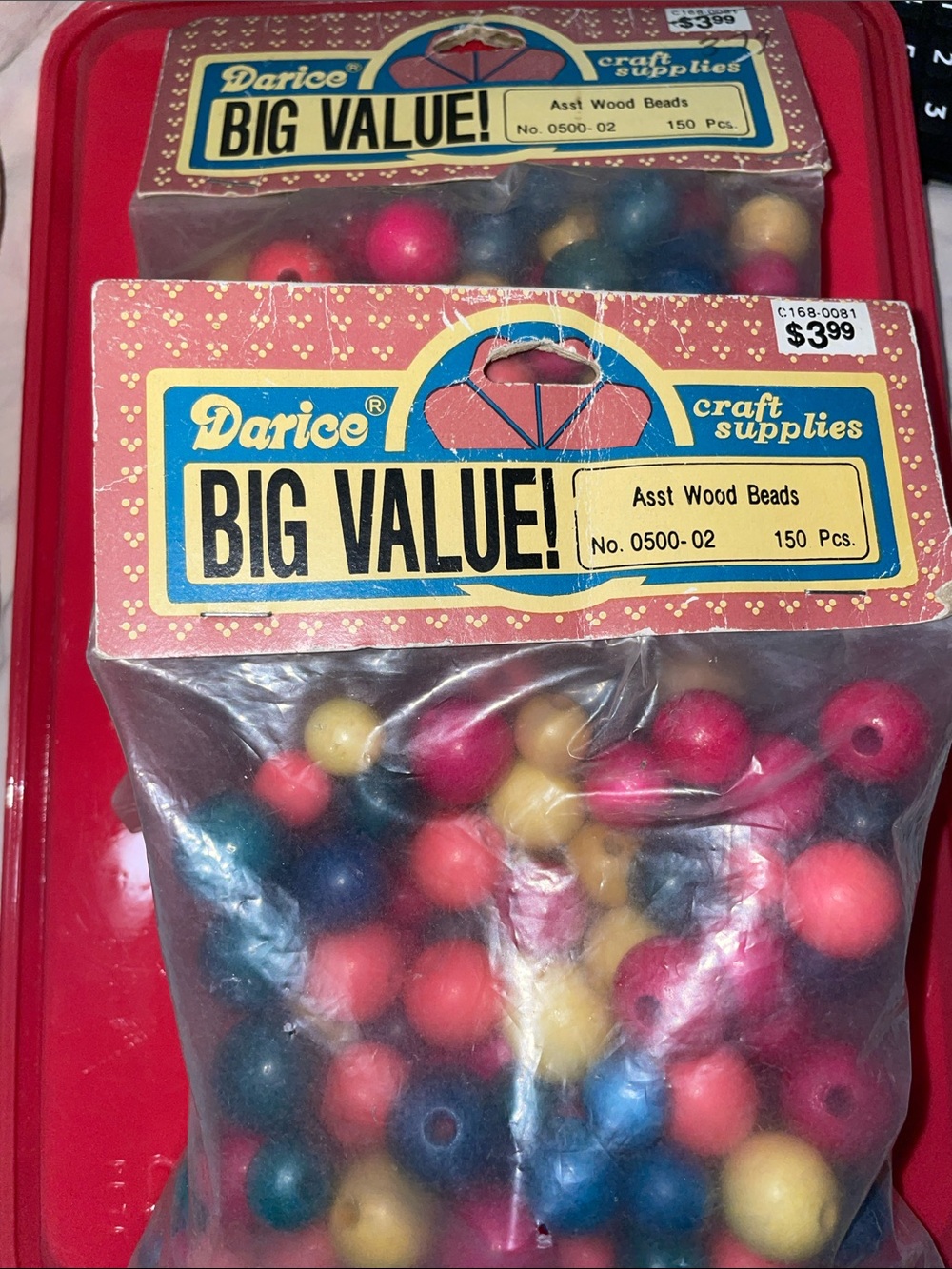 Darice Assorted Wood Beads 150 pcs. - Pink, Blue, Yellow